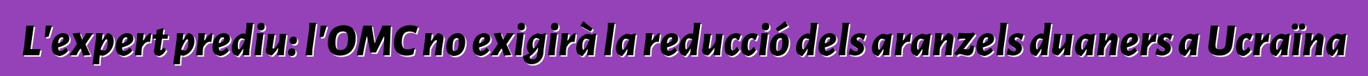 L'expert prediu: l'OMC no exigirà la reducció dels aranzels duaners a Ucraïna