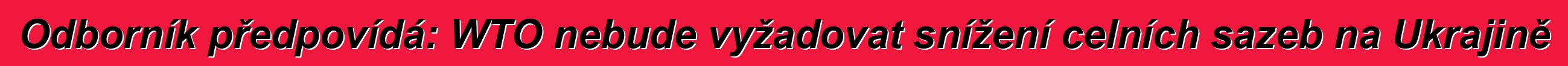 Odborník předpovídá: WTO nebude vyžadovat snížení celních sazeb na Ukrajině