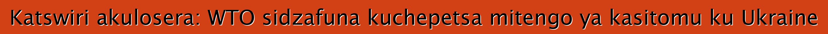 Katswiri akulosera: WTO sidzafuna kuchepetsa mitengo ya kasitomu ku Ukraine