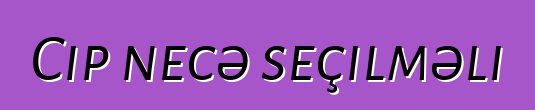 Cip necə seçilməli