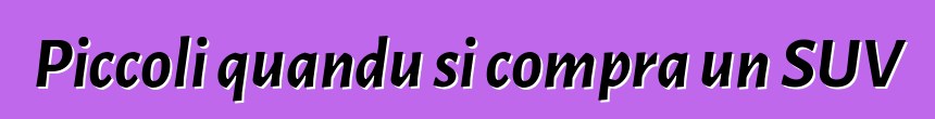 Piccoli quandu si compra un SUV