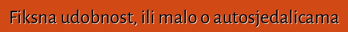 Fiksna udobnost, ili malo o autosjedalicama