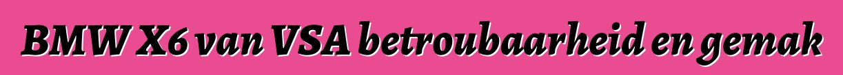 BMW X6 van VSA betroubaarheid en gemak