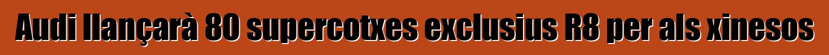 Audi llançarà 80 supercotxes exclusius R8 per als xinesos