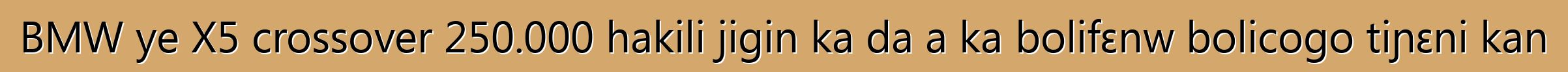 BMW ye X5 crossover 250.000 hakili jigin ka da a ka bolifɛnw bolicogo tiɲɛni kan