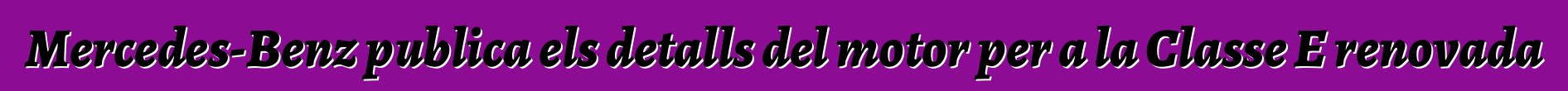 Mercedes-Benz publica els detalls del motor per a la Classe E renovada