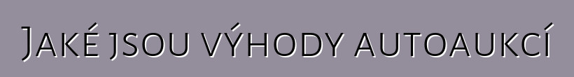 Jaké jsou výhody autoaukcí