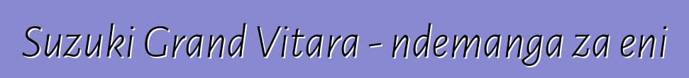 Suzuki Grand Vitara - ndemanga za eni