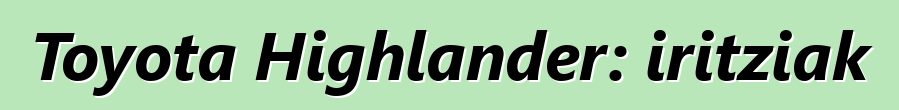 Toyota Highlander: iritziak