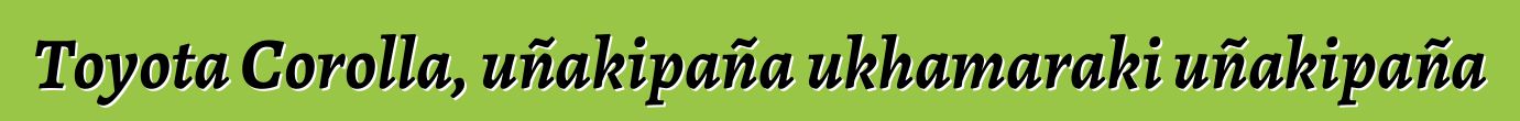 Toyota Corolla, uñakipaña ukhamaraki uñakipaña