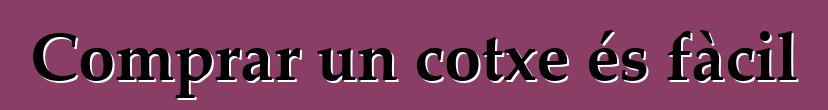 Comprar un cotxe és fàcil