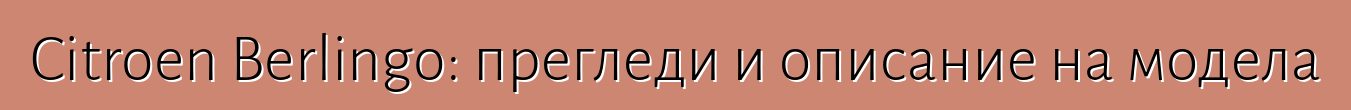 Citroen Berlingo: прегледи и описание на модела