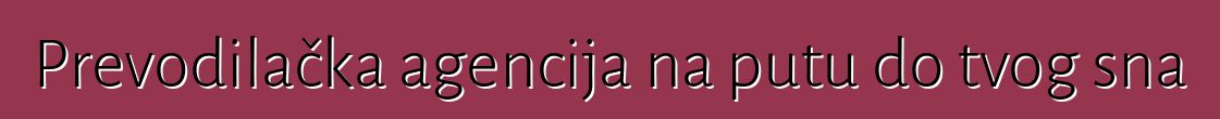 Prevodilačka agencija na putu do tvog sna