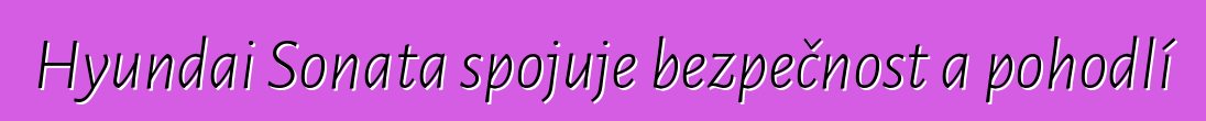Hyundai Sonata spojuje bezpečnost a pohodlí