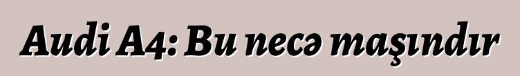 Audi A4: Bu necə maşındır