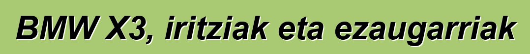 BMW X3, iritziak eta ezaugarriak