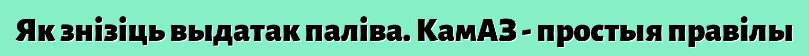 Як знізіць выдатак паліва. КамАЗ - простыя правілы