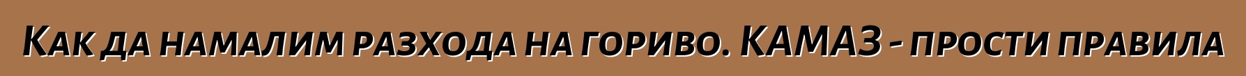 Как да намалим разхода на гориво. КАМАЗ - прости правила