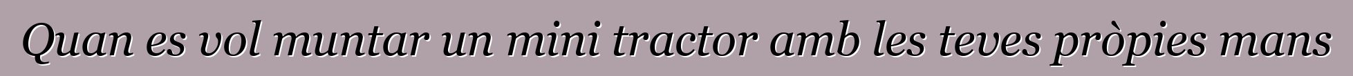 Quan es vol muntar un mini tractor amb les teves pròpies mans