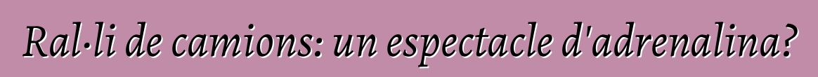 Ral·li de camions: un espectacle d'adrenalina?