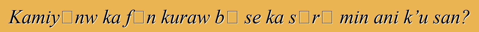 Kamiyɔnw ka fɛn kuraw bɛ se ka sɔrɔ min ani k’u san?