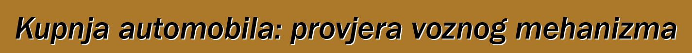 Kupnja automobila: provjera voznog mehanizma