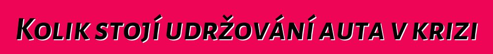 Kolik stojí udržování auta v krizi