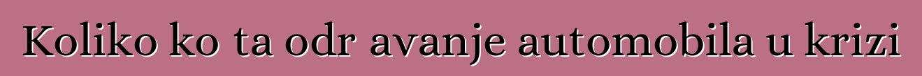 Koliko košta održavanje automobila u krizi
