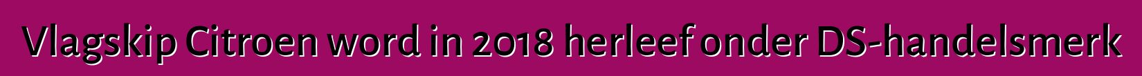 Vlagskip Citroen word in 2018 herleef onder DS-handelsmerk