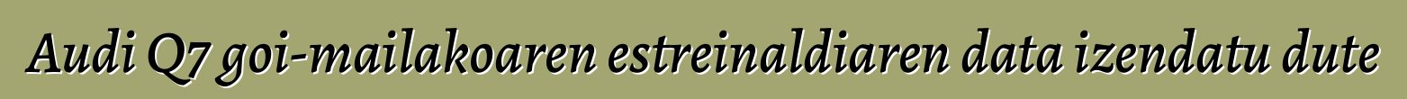 Audi Q7 goi-mailakoaren estreinaldiaren data izendatu dute