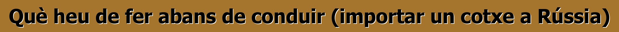 Què heu de fer abans de conduir (importar un cotxe a Rússia)