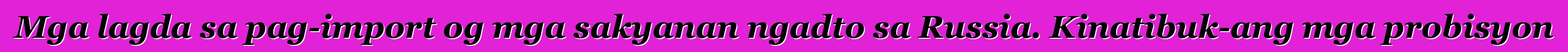 Mga lagda sa pag-import og mga sakyanan ngadto sa Russia. Kinatibuk-ang mga probisyon