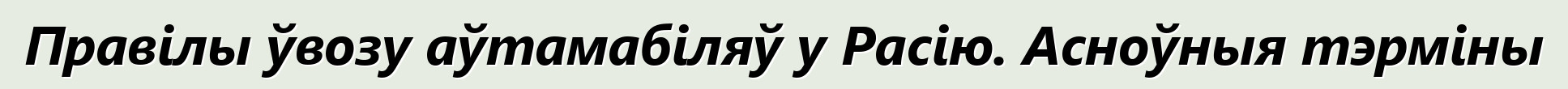 Правілы ўвозу аўтамабіляў у Расію. Асноўныя тэрміны