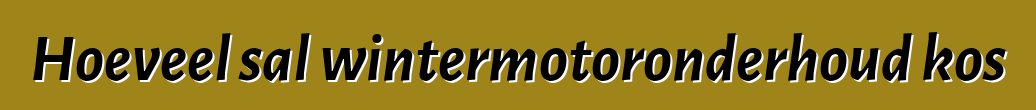 Hoeveel sal wintermotoronderhoud kos