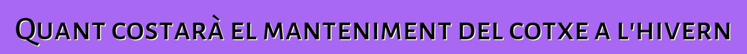 Quant costarà el manteniment del cotxe a l'hivern