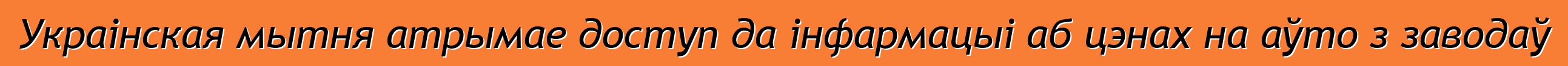 Украінская мытня атрымае доступ да інфармацыі аб цэнах на аўто з заводаў