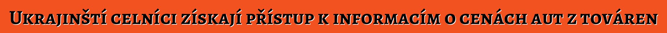 Ukrajinští celníci získají přístup k informacím o cenách aut z továren