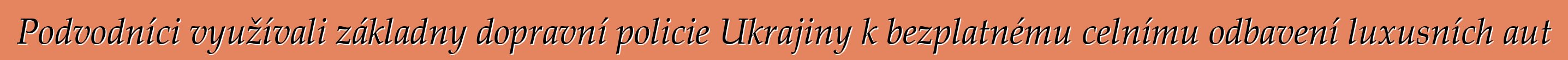 Podvodníci využívali základny dopravní policie Ukrajiny k bezplatnému celnímu odbavení luxusních aut