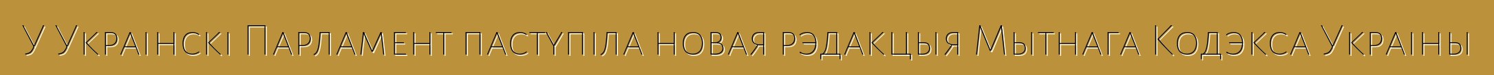 У Украінскі Парламент паступіла новая рэдакцыя Мытнага Кодэкса Украіны