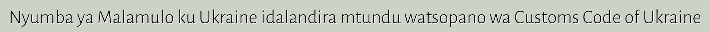 Nyumba ya Malamulo ku Ukraine idalandira mtundu watsopano wa Customs Code of Ukraine