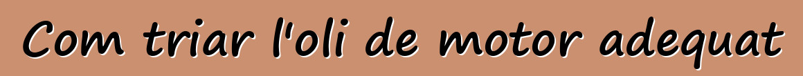 Com triar l'oli de motor adequat