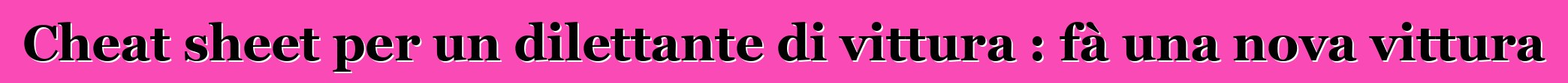 Cheat sheet per un dilettante di vittura : fà una nova vittura