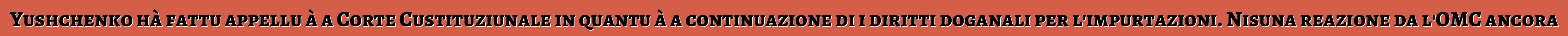 Yushchenko hà fattu appellu à a Corte Custituziunale in quantu à a continuazione di i diritti doganali per l'impurtazioni. Nisuna reazione da l'OMC ancora
