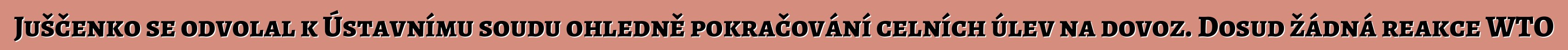 Juščenko se odvolal k Ústavnímu soudu ohledně pokračování celních úlev na dovoz. Dosud žádná reakce WTO