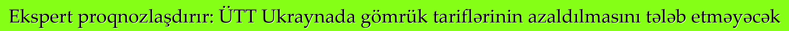 Ekspert proqnozlaşdırır: ÜTT Ukraynada gömrük tariflərinin azaldılmasını tələb etməyəcək