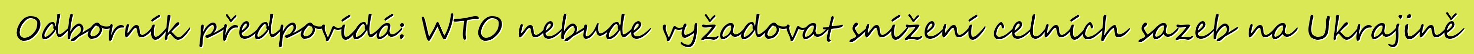 Odborník předpovídá: WTO nebude vyžadovat snížení celních sazeb na Ukrajině
