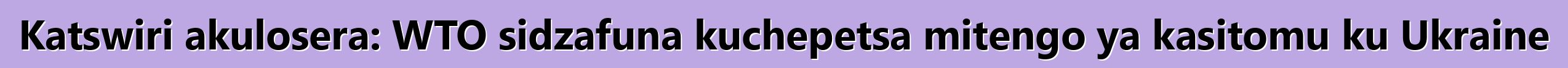 Katswiri akulosera: WTO sidzafuna kuchepetsa mitengo ya kasitomu ku Ukraine
