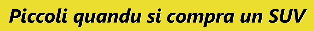 Piccoli quandu si compra un SUV