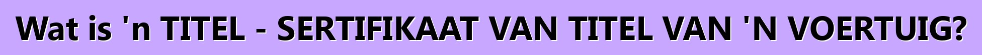 Wat is 'n TITEL - SERTIFIKAAT VAN TITEL VAN 'N VOERTUIG?
