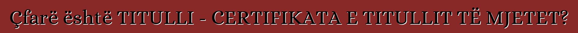 Çfarë është TITULLI - CERTIFIKATA E TITULLIT TË MJETET?